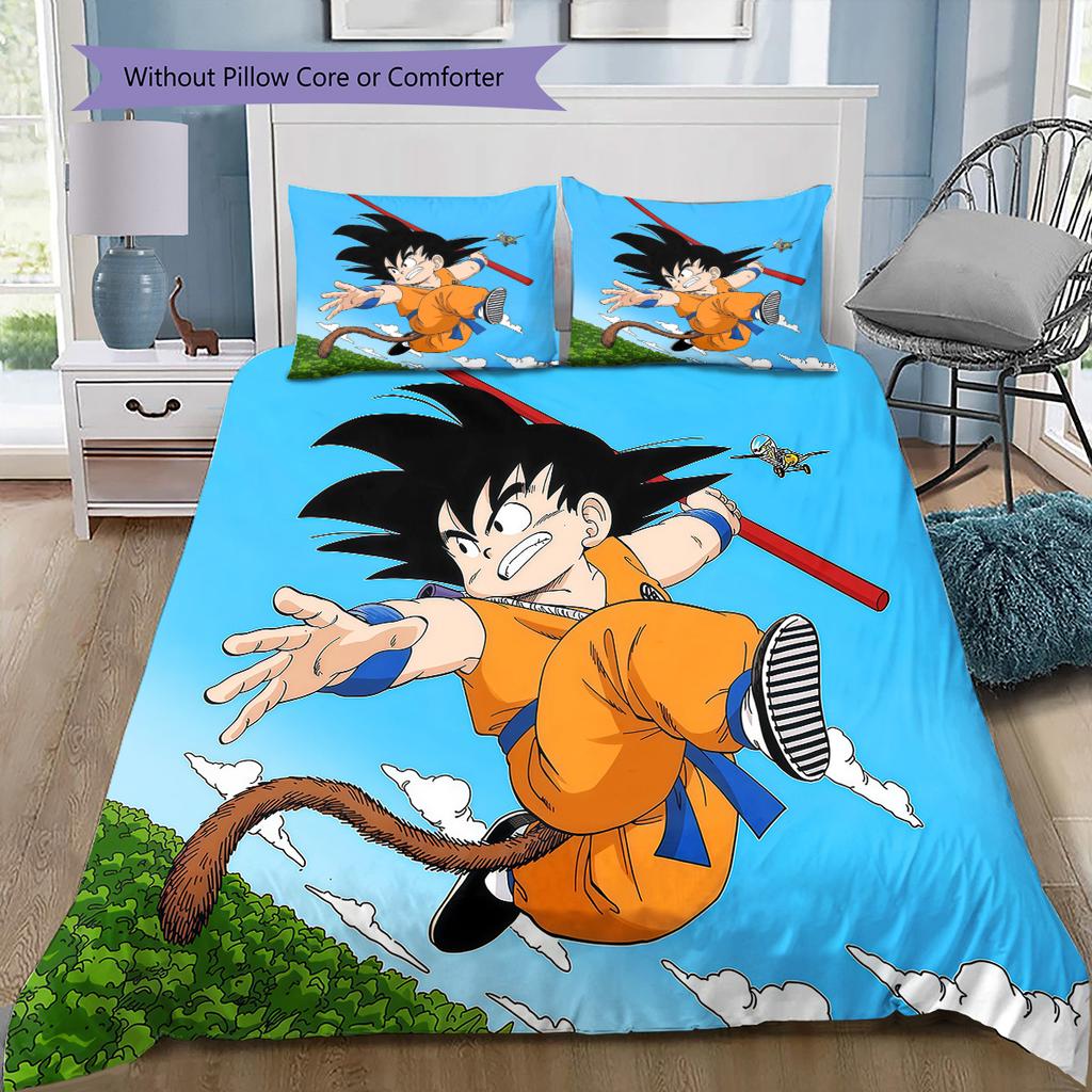 Dragon Ball Kid Goku Childhood Bedding Set, 1 Duvet Cover & 2 Pillowcases, Home Decor, Perfect Gift for Dragon Ball Fans