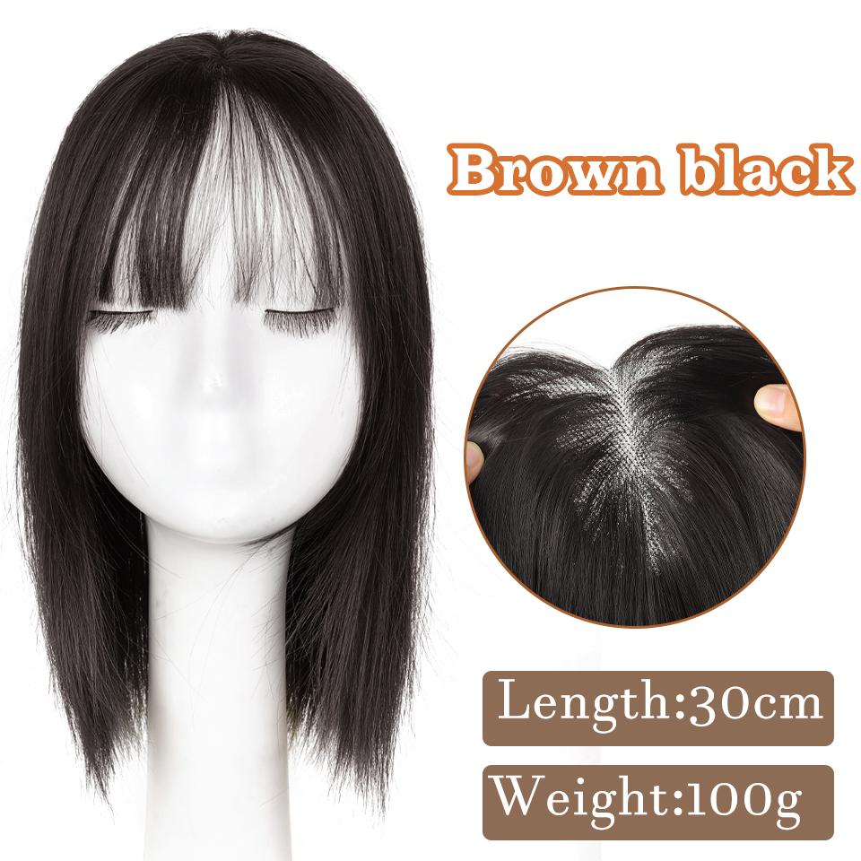 Clip In Natürliches Synthetisches Haar Pony Fransen Haarteile Mittelscheitel Haarverlängerung Topper für Frauen Haarausfall Abdeckung Weißes Haar