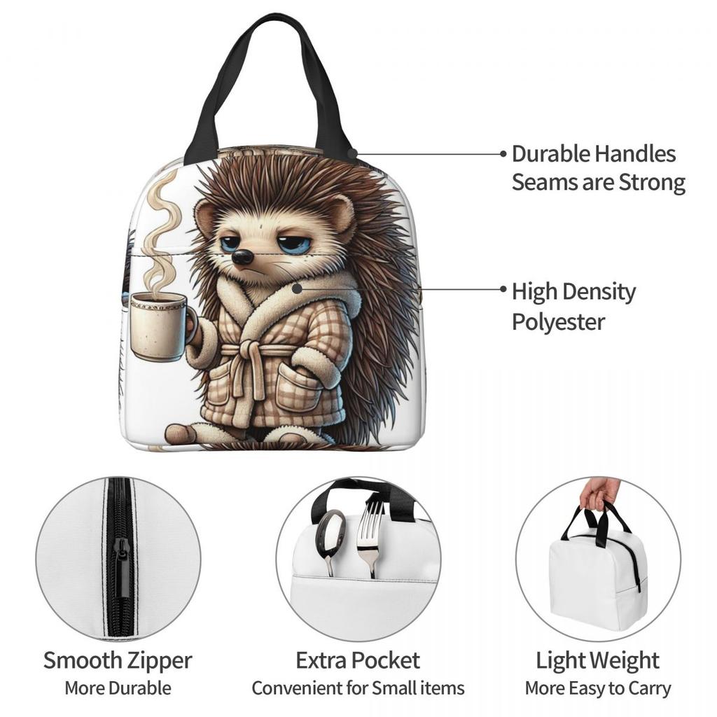 Tired Hedgehog Insulated Lunch Bag for Kids School Cooler Thermal Food Box Tote Portable Lunch Boxes Container