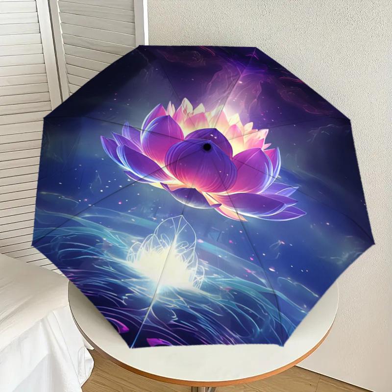 1pc Lotus, Reflection Themed Umbrella -Home Travel Portable Outdoor Accessories, Multi-functional Umbrella Gift081648