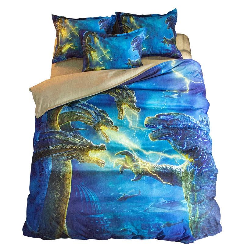 3d Godzilla Newest King Of The Monsters Design Bedding Set Duvet Cover 3pc