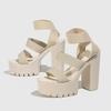 Sandales sexy à talons hauts pour femmes, chaussures à talons épais, boîte de nuit à la mode, boucle de ceinture vous rend mince
