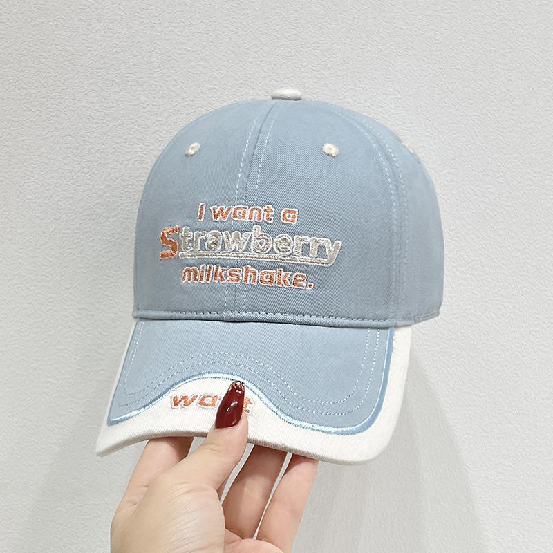Retro Color-block Baseball Cap for Women Korean Version Makes Face Look Smaller Versatile Soft Top Peaked Cap Japanese Style Wide Brim Hat