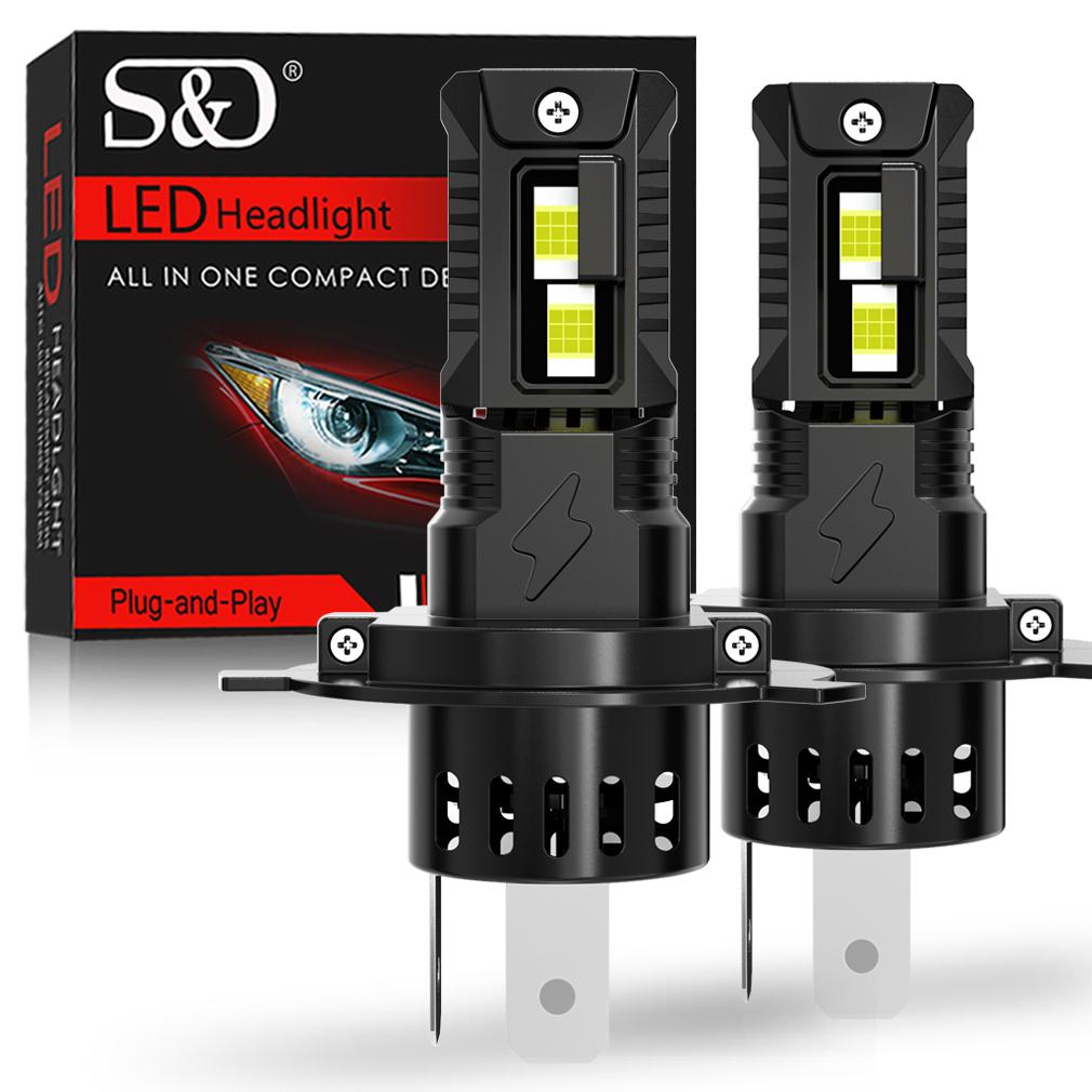 2Pcs 20000LM H4 H7 LED Headlight Bulbs Canbus H11 H8 9005 HB3 9006 HB4 18Core CSP LED Fanless Headlamp Fog Lights Auto Lamp Plug&Play 6500K White 12V
