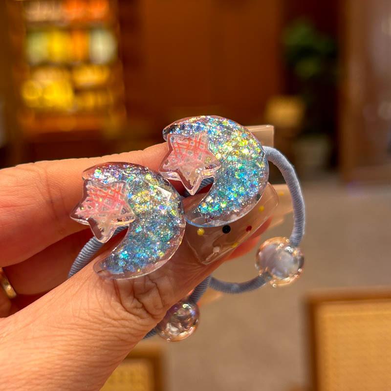 1 Pair Kid Hair Band Cute Sweet Floral Heart Bear Crystal Hair Rope for Baby Girl Little Girl Hair Accessories