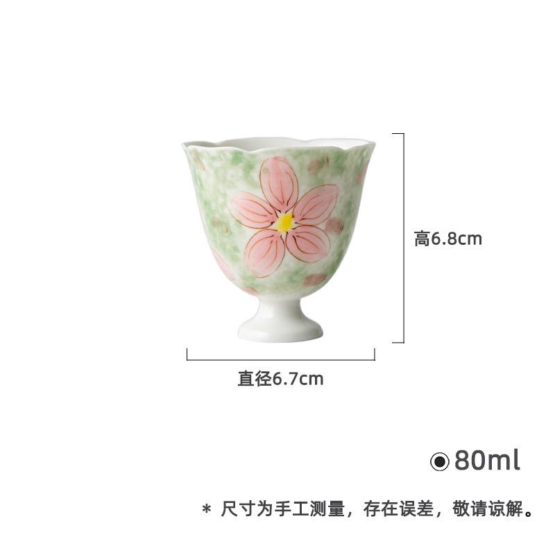 2 Stück/Los Handbemalte Monet-Garten Hoher Fuß Teetasse Boutique Teeschale Tasse Teeverkostung Duftbecher Chazhan Meistertassen Café 80ml