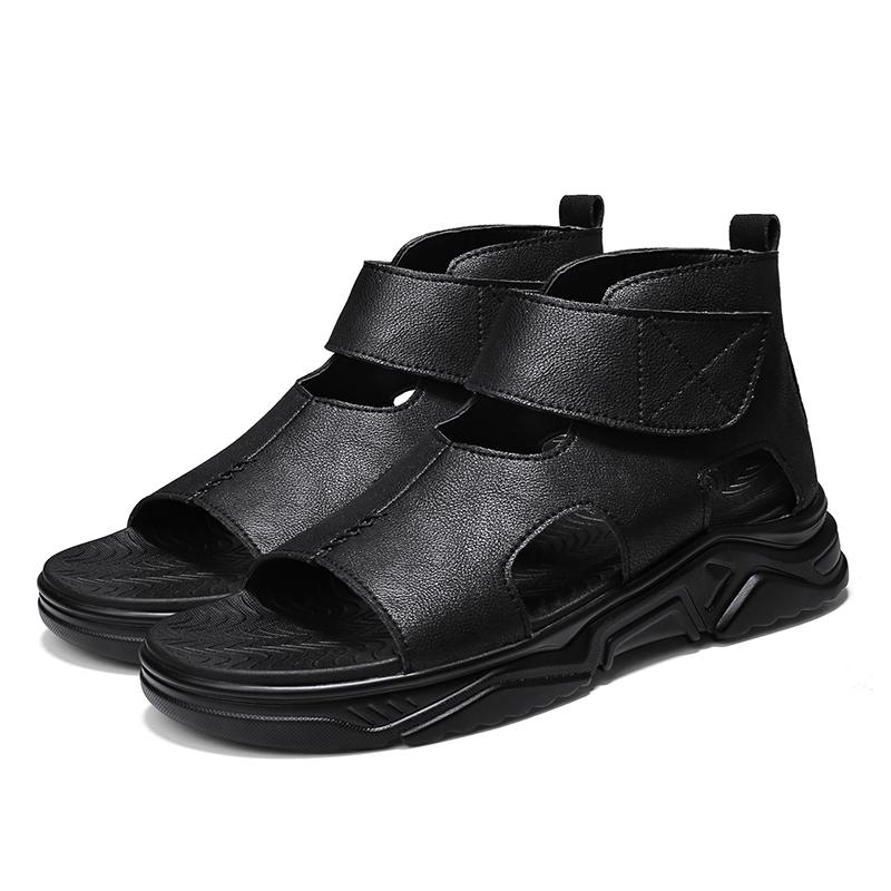 High Cut Roman Sandals Men PU Solid Color Thick Sole Comfortable Breathable Non Slip Men Elevated Business Casual Sandals