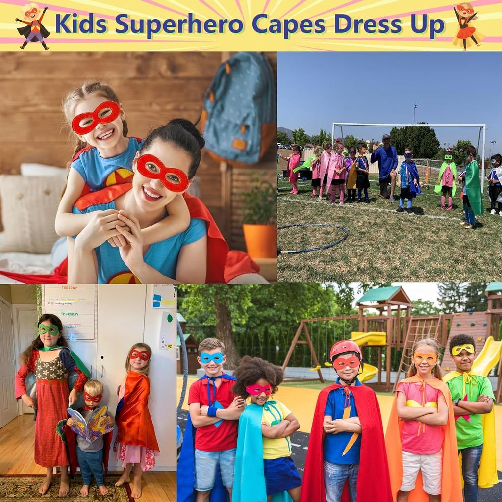 Halloween Capes and Mask for Kids 4-10 Year Double Side cape Costume Cosplay Dress Up Kids Cape Toy for Boys