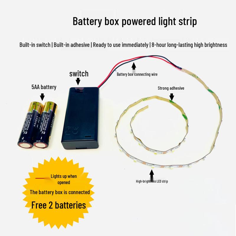 

DIY Self-Adhesive LED Strip Lights with Battery Box