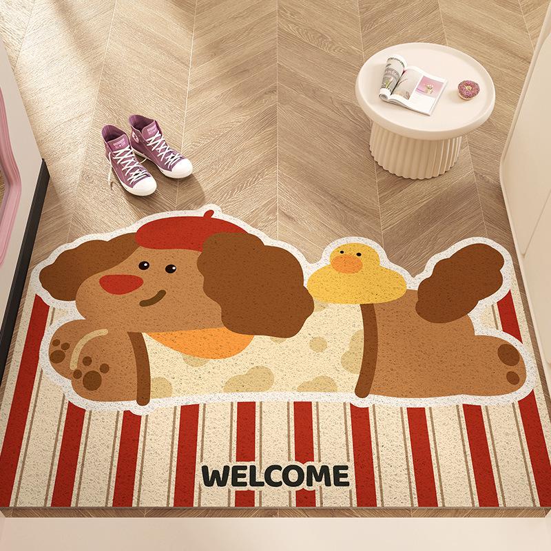 Seidenschlaufe Anti-Rutsch Hundetür-Matte: Süßer, schmutzabweisender, zuschneidbarer Fußteppich für Eingangsbereiche