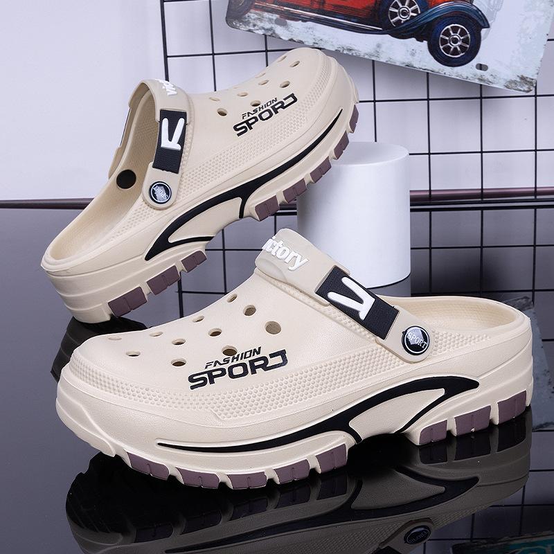 

Perforated Shoes Men Summer Fashionable Versatile Thick-Soled Anti Slip Sandals Outdoor Casual Breathable Comfortable Perforated Shoes 45 хакі