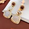 Turquoise Blue Diamond Flower Stud Earrings Necklace Light Luxury Niche Clavicle Chain Premium Jewelry Set