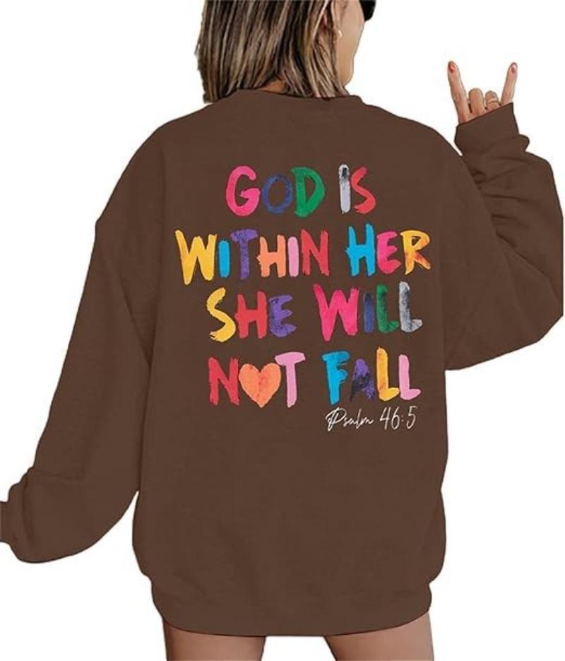 Sporty Women  Crewneck Pullover Christian God Is Within Her Long Sleeved Inspirational Hoodie Hoodie Men Vintage Sweatshirts