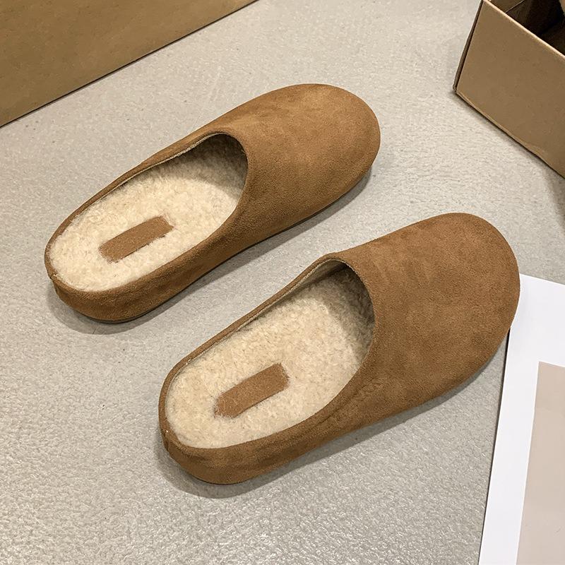 thick-soled plush fluffy shoes women's shoes wear fluffy slippers women's casual single shoes