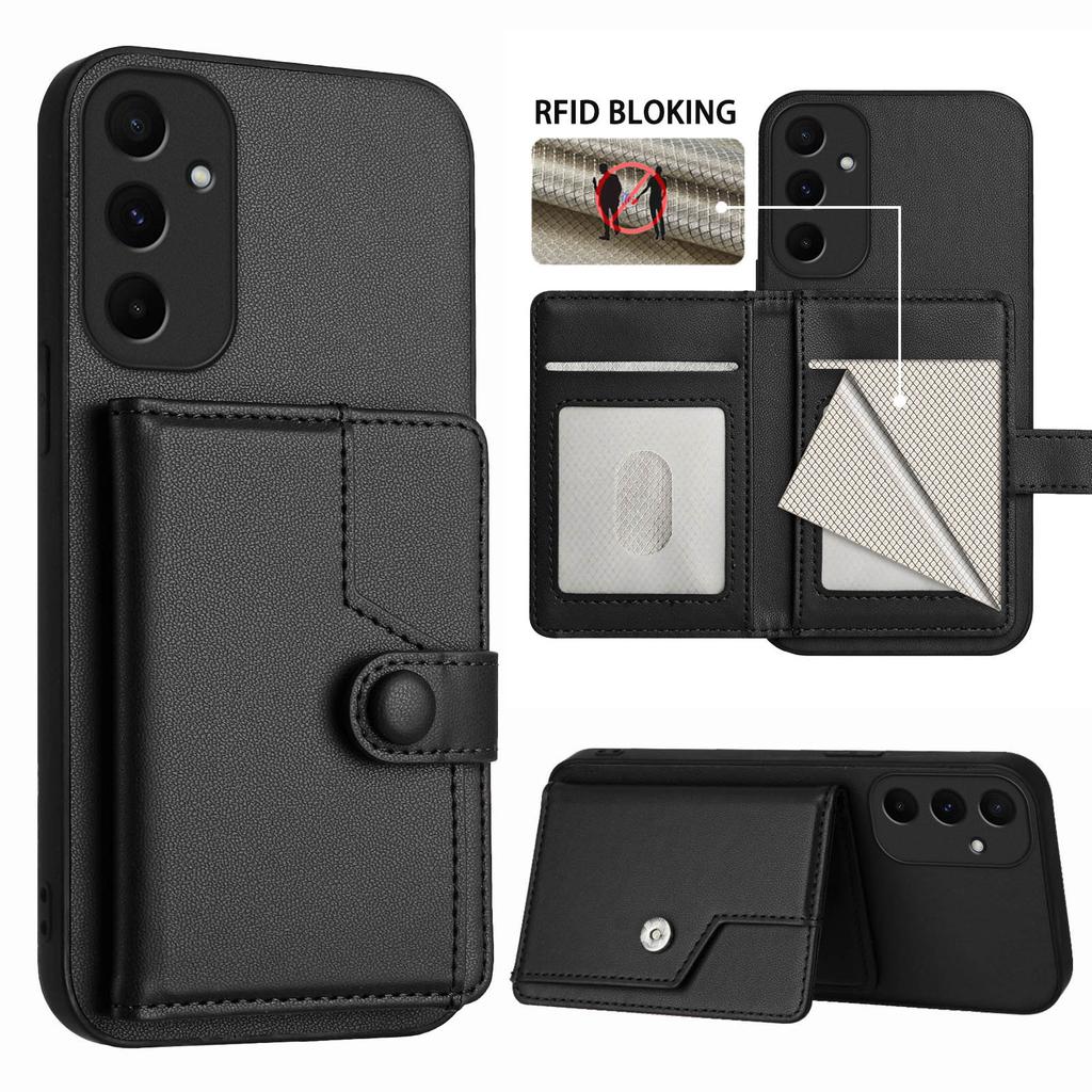 For Samsung Galaxy A55 5G Case RFID Blocking Card Holder Kickstand TPU + PU Leather Phone Back Cover