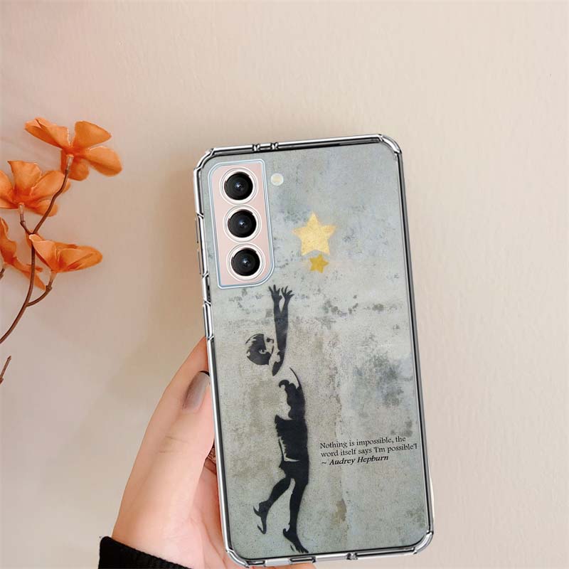 Street Art Banksy Graffiti Phone Case For Samsung S24 FE Galaxy S22 Ultra S25 Edge S21 S23 FE S20 Plus Cover Shell Coque Clear S