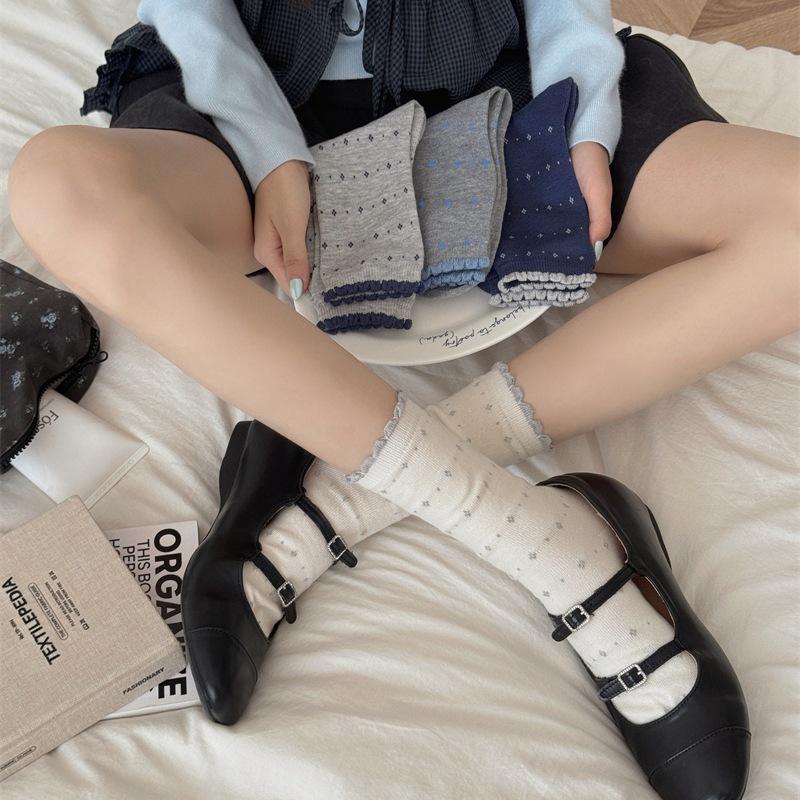 Cashmere Mouth Flower Bubble Pile Socks Diamond Warm Lace Trendy Socks