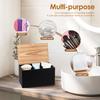Wood Tampon Holder Sanitary Napkin Storage Bin with Lid and 2 Removable Dividers Feminine Product Organizer for Kitchen Bathroom