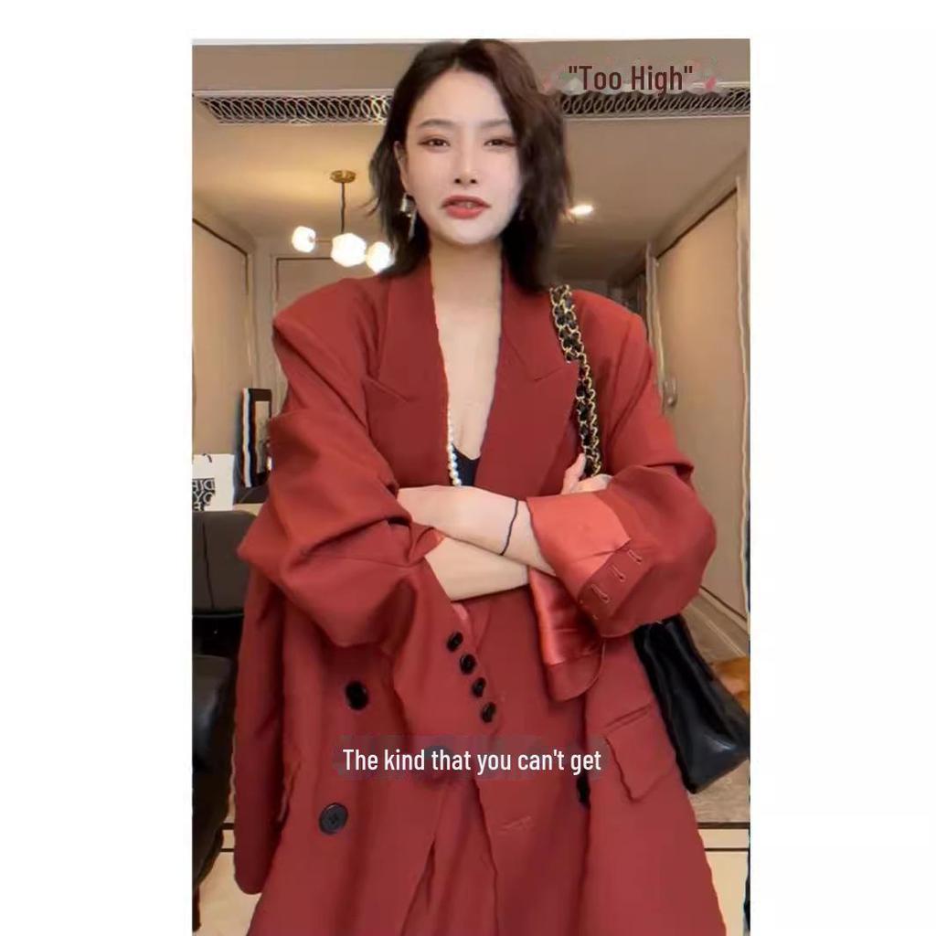 2641 Plus Size Women's High-End Casual Loose Suit with Wide-Leg Pants - Two-Piece Set