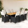 VidaXL 9-piece Garden Dining Set Cushions Black Wicker, Outdoor Dining Set, Furniture of 3276686