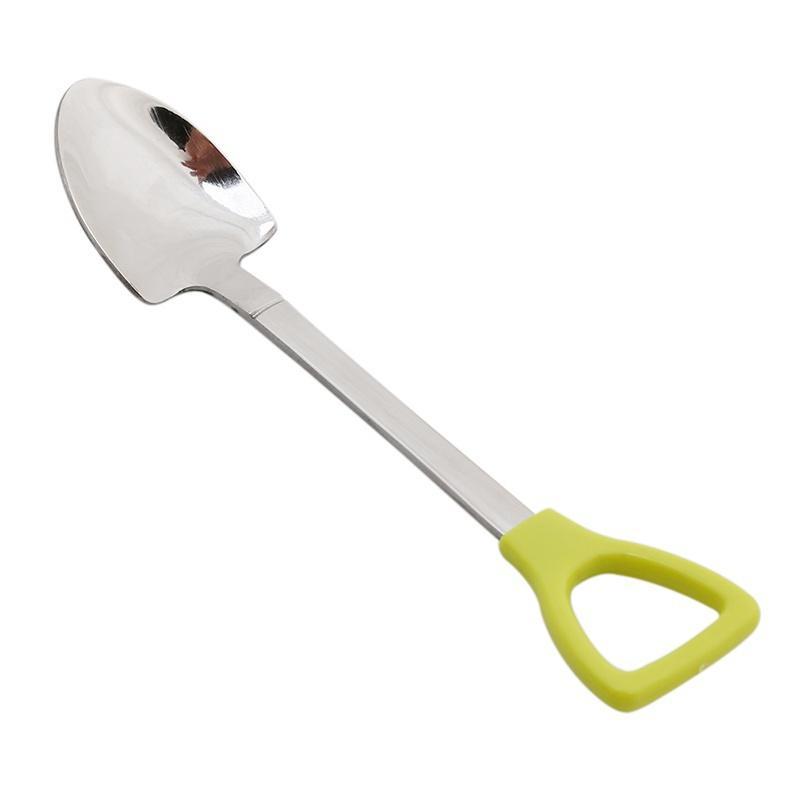 Maydahui 6PCS Shovel Shape Spoon and Fork 4.7 inch 304 Stainless Steel Coffee Sugar Mini Ice Cream Spoons Fruit Forks for Home Party Bistro Cocktail Tasting Appetizer