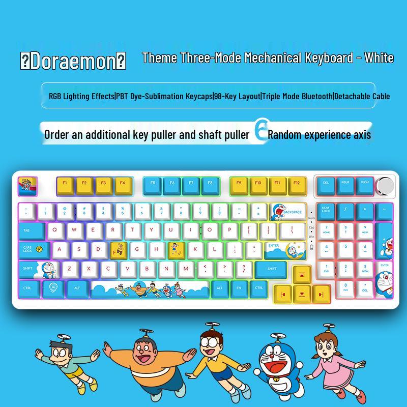 98-Key Wireless Bluetooth Three-Mode Mechanical Keyboard - Gaming, Esports, Office, PBT Transparent DIY Customization