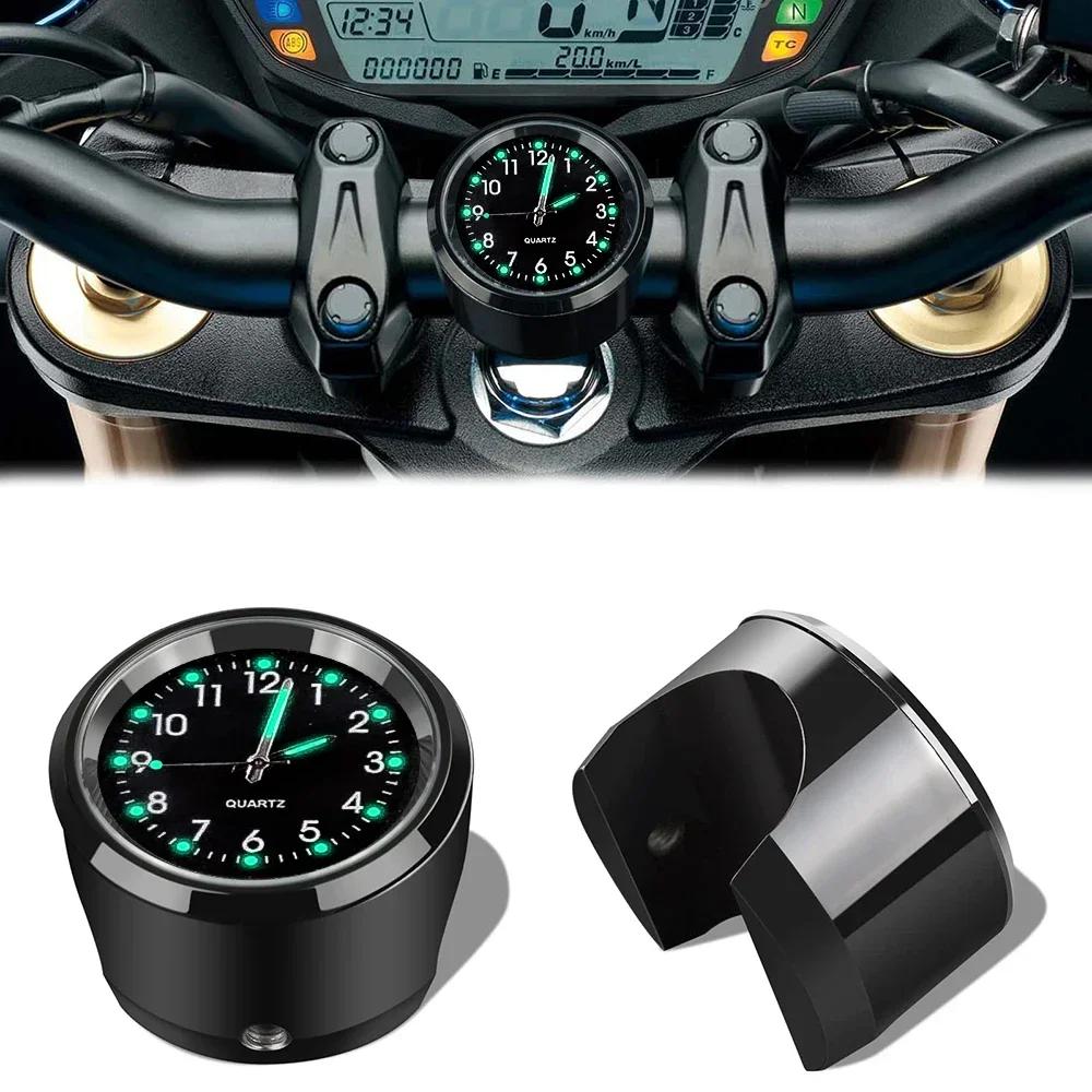 Thermometer Temp Gauge Motorcycle Handlebar Mount Clock Motorcycle Watch Waterproof Universal 22-25mm Luminous Clock