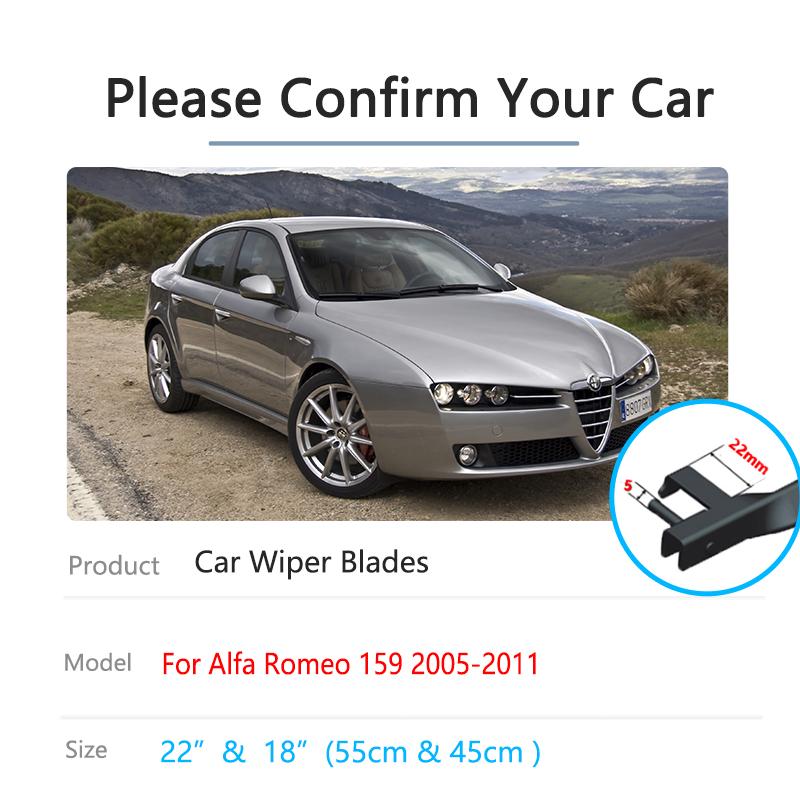 3x Pro Alfa Romeo 159 2005~2011 Sada stěračů předních zadních stěračů Sada stěračů Zadní okno Kartáče čelního skla Ostřikovače