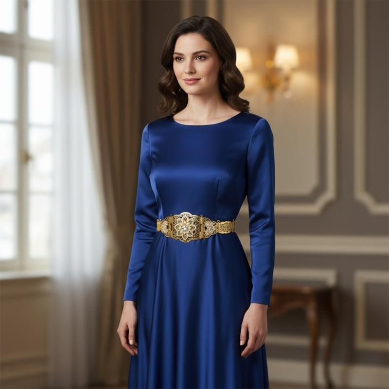 Blingbling Waist Belt Stylish Carved Floral Waist Chain Belt Elaborate Chain Belly Chain for Wedding Waist Chain