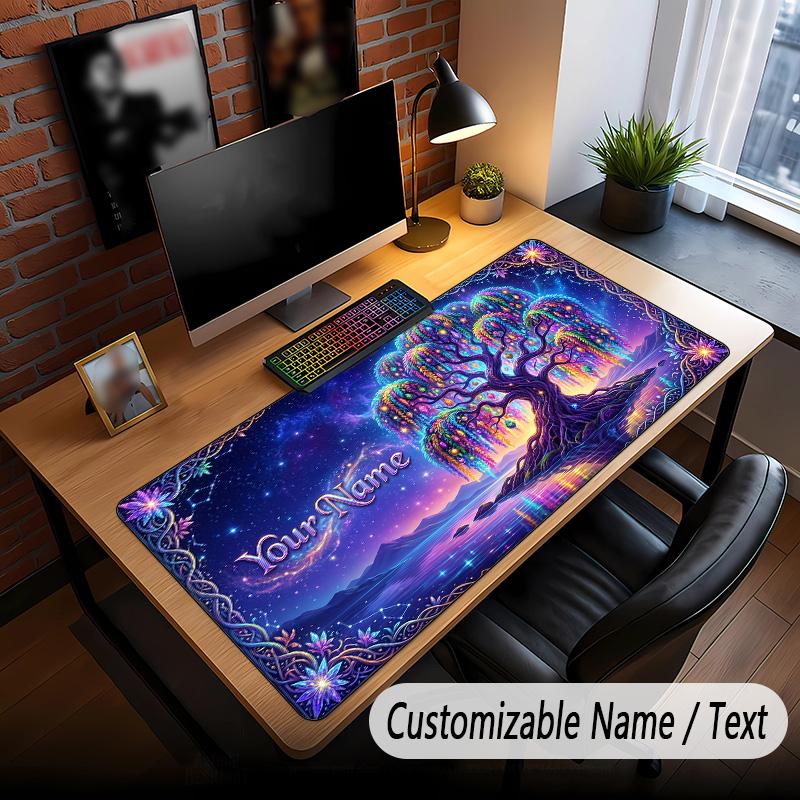 Tree of Life Theme Custom Mouse Pad Personalized With Name Text Customized Desk Mat For Office Home Decor