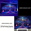 2D UV Reactive Tree of Life Tapestry Blacklight Glowing Psychedelic Wall Decor