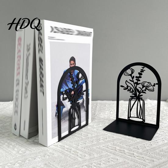 Sturdy Book Support 1 Pair Flower Metal Bookends Decorative Vase Ends
