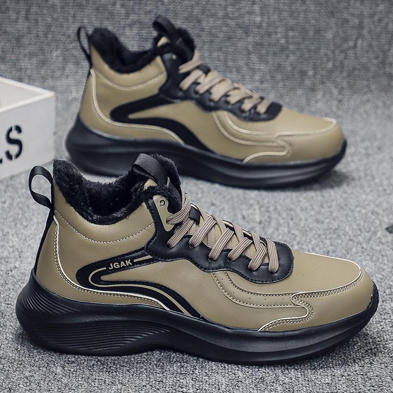 Winter Mens Keep Warm Leather Sneakers Plush Inside Plus Big Size 49 50 51 Casual Sports Shoes Frost Resistant