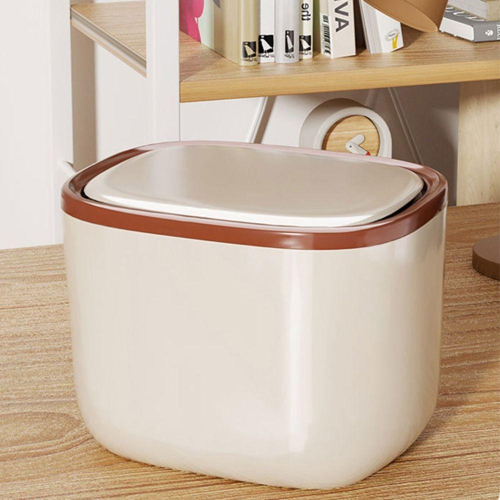 Sealed Desktop Trash Bin Household Press Storage Case Mini Trash Can Living Room