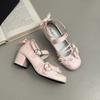Fashion Korean Version Sweet Style Bow Knot Small Leather Shoes 2025 New Cute Princess Style Mary Jane Shoes