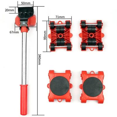 5Pcs/Set Furniture Lifter Mover Roller with Wheel Bar Moving Device Lifting Helper Furniture Heavy Duty Moving Transport Tool