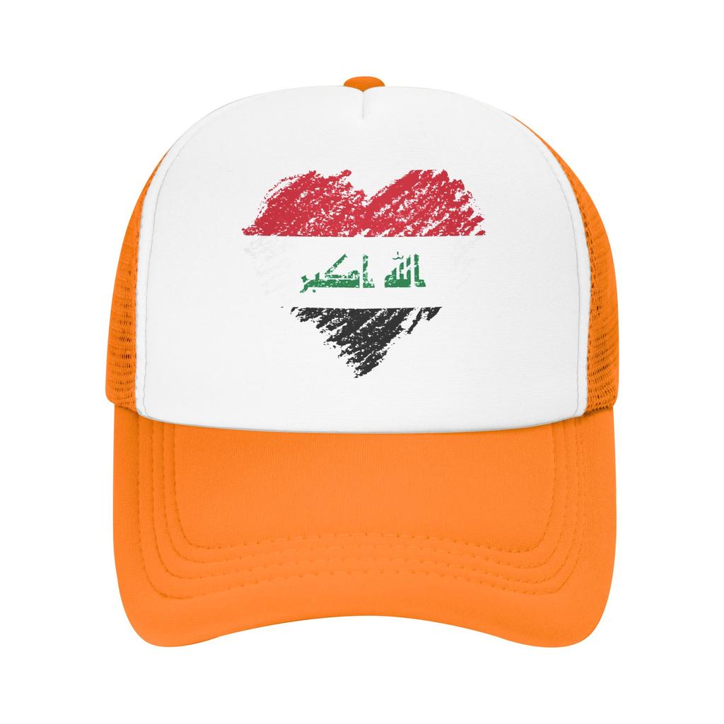 Iraq Flag Iraqi Mesh Baseball Caps Unisex Women Fitted Trucker Hat Hats Adjustable Polyester Sun Caps Summer Trucker Cap