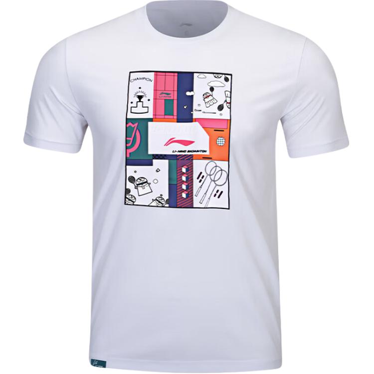 

Li-Ning Удобная дышащая футболка с коротким рукавом и принтом в виде букв, белая, унисекс, AHSU949-2 M
