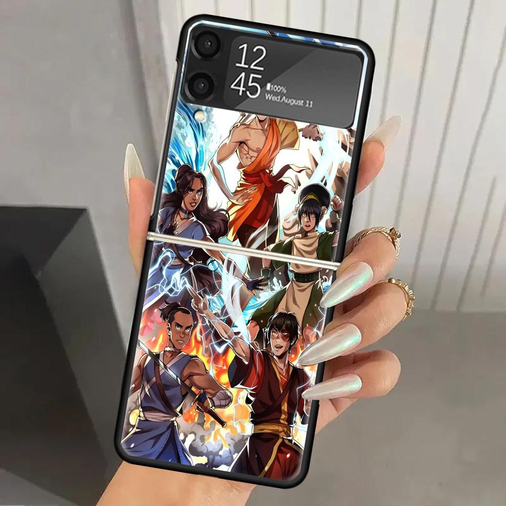 Anime Avatar The Last Airbender Hard PC Phone Case For Samsung Galaxy Z Flip 6 5 4 3 Black Cover ZFlip6 Flip5 Flip4 5G Foldable