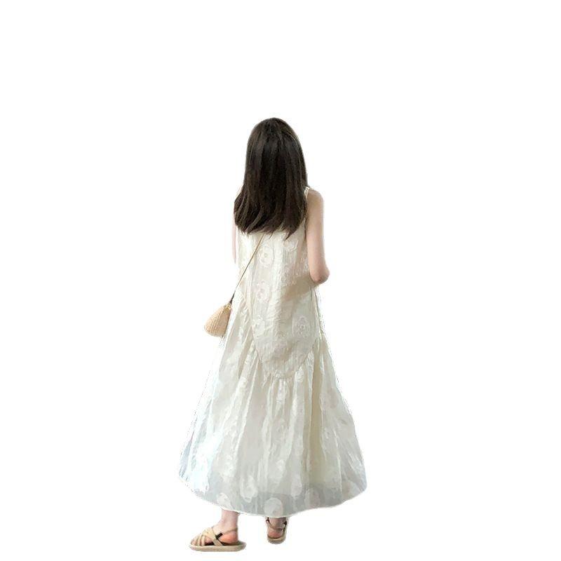 Small sweet print sleeveless medium and long dress women's summer new age reduction loose and thin vest skirt