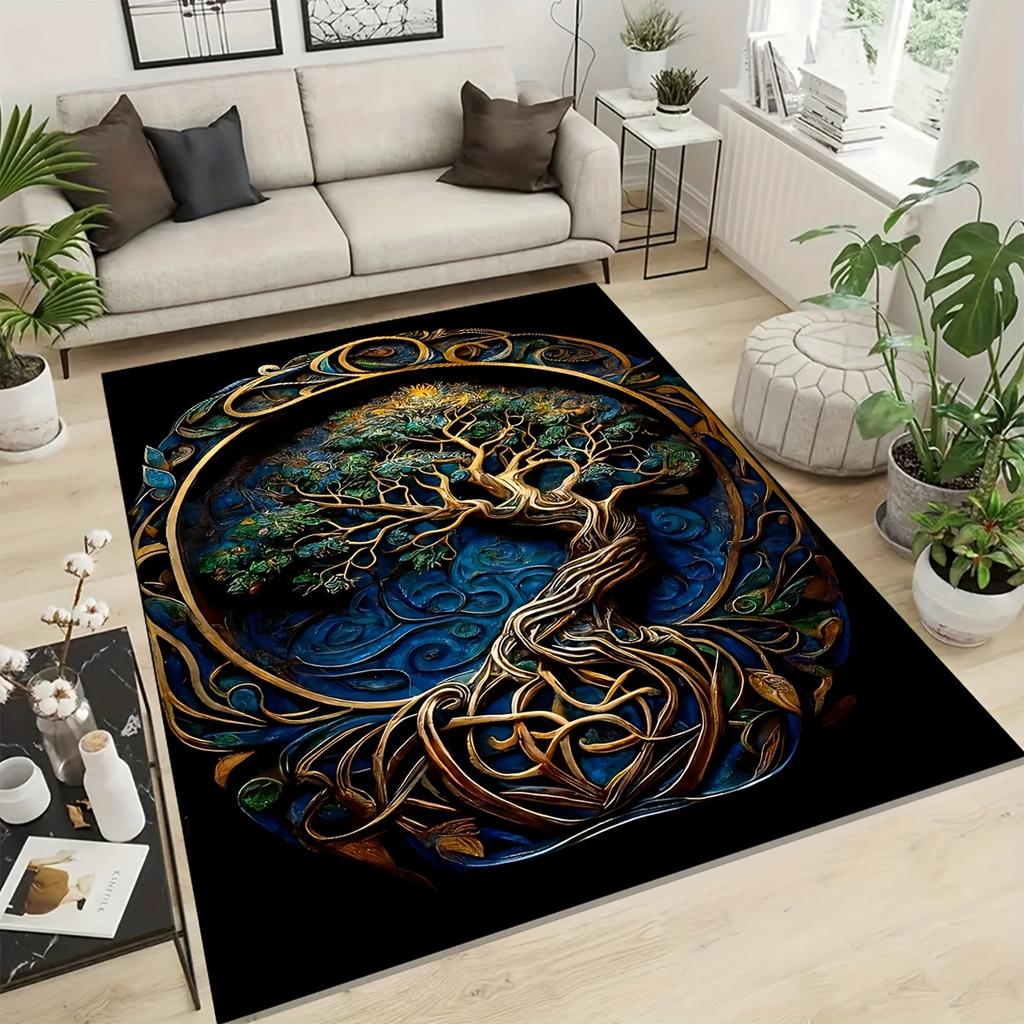 Life Tree Rug Anti-wrinkle, Non-slip Decorative Soft Rug To Decorate Your Living Room Bedroom Kitchen Bathroom Hiking Floor Mat