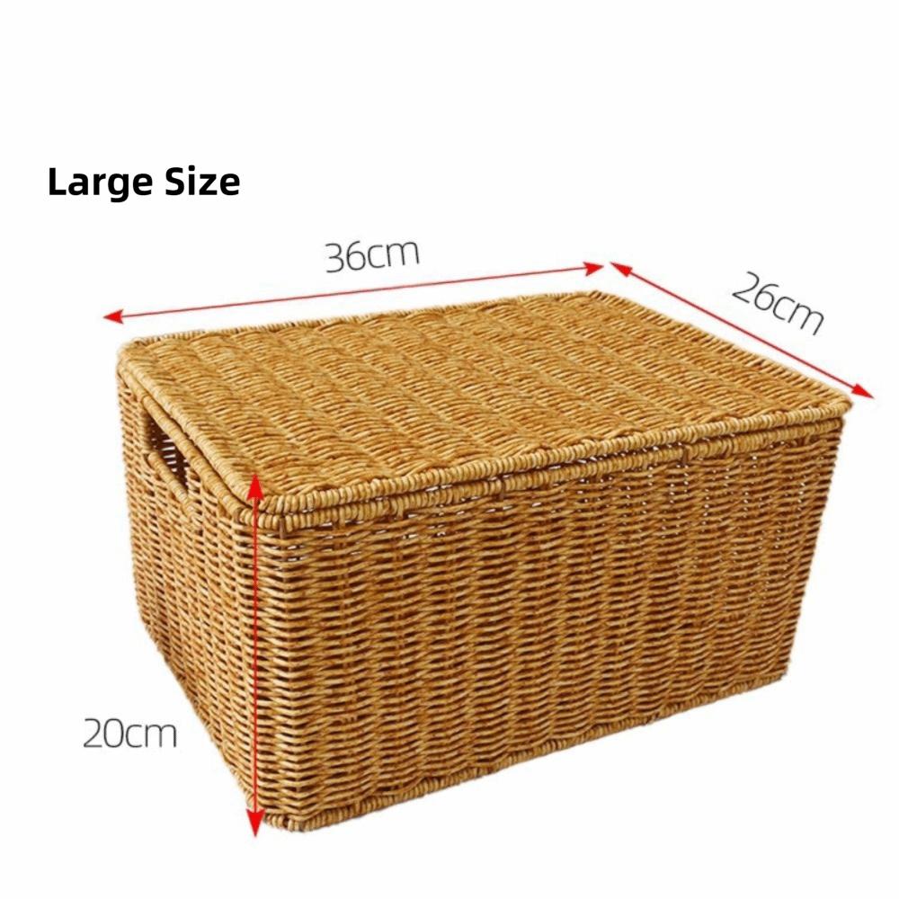 Large Capacity Rattan Storage Box Rectangular Weave Container Woven Storage Basket  Household