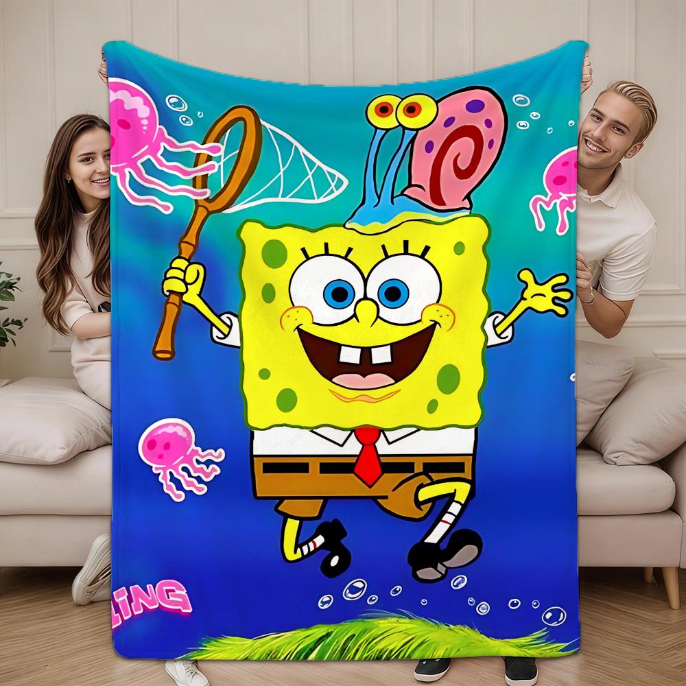 Throw Blankets for Beds Kawaii S-Spongebob All year Blanket Bedspread on the Bed Bedspreads and Coverlets Camping Anime Sofa Nap