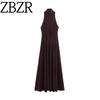 Zbzr Autumn New Women Clothes Western Style Fashion Temperament Backless Hanging Collar Length Dress 5063253 606