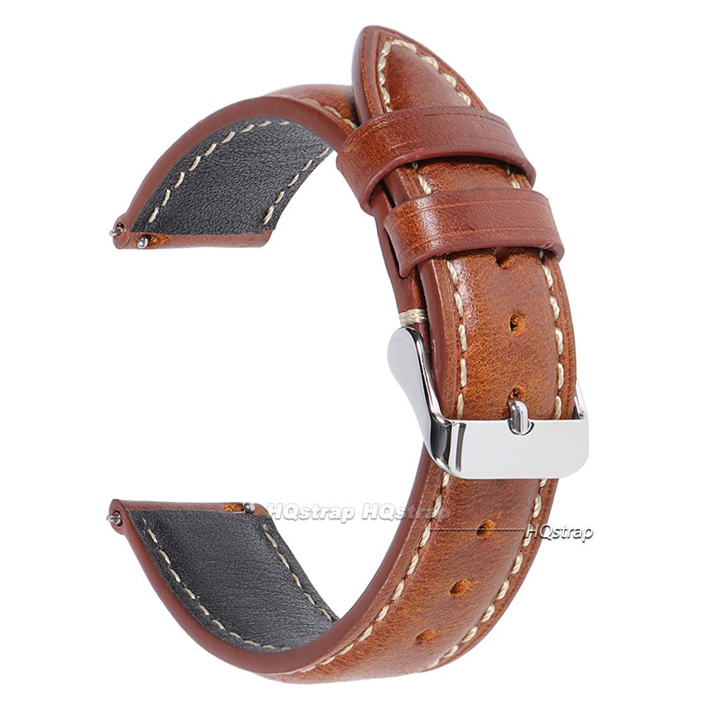 Vintage Oil Wax Cowhide Watch Strap 18mm 19mm 20mm 21mm 22mm Universal Watchband Accessories Pin Buckle Quick Release Bracelet