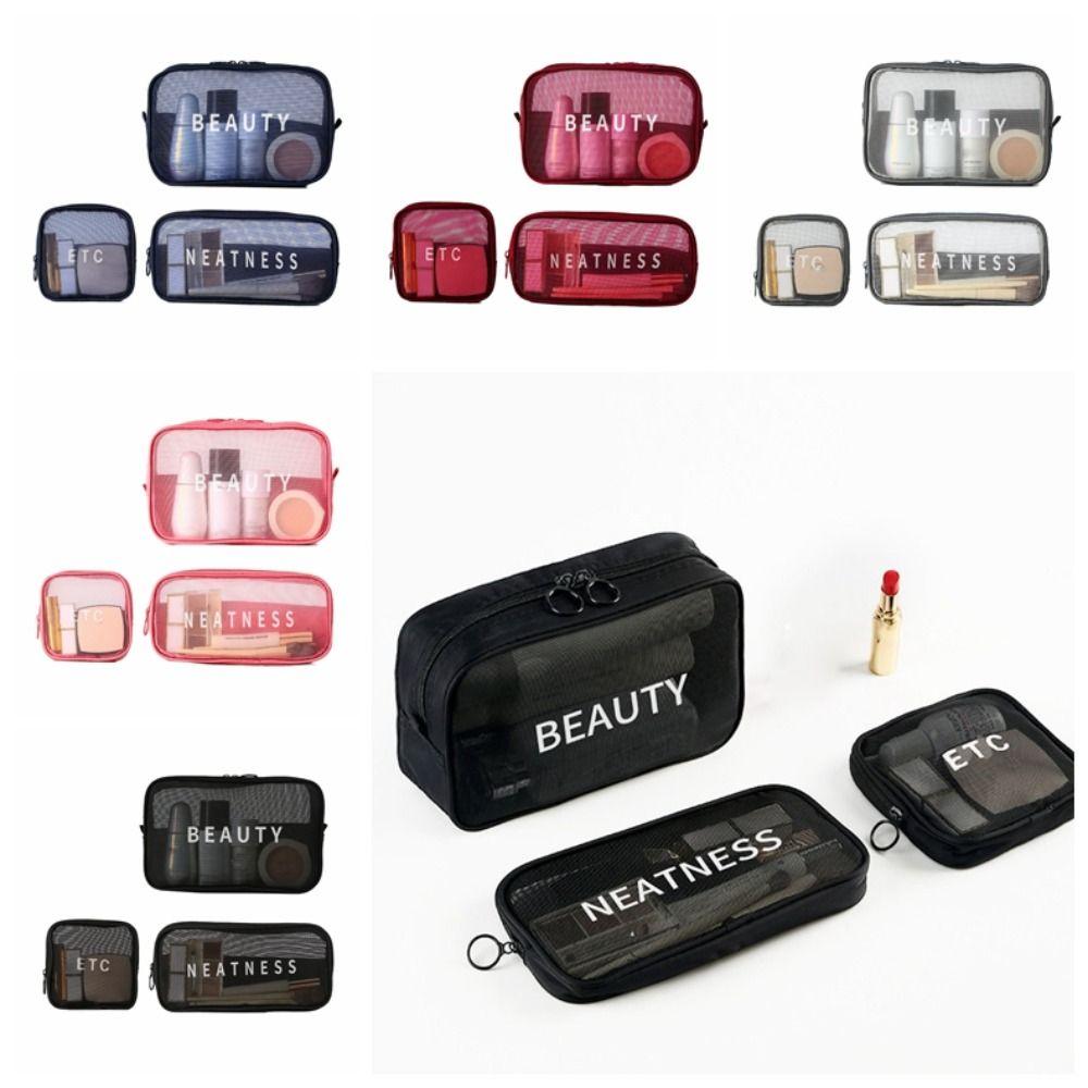 

3 шт. Большая вместимость прозрачная косметичка на молнии ручная косметичка сетчатая косметичка для девочек темно-синий