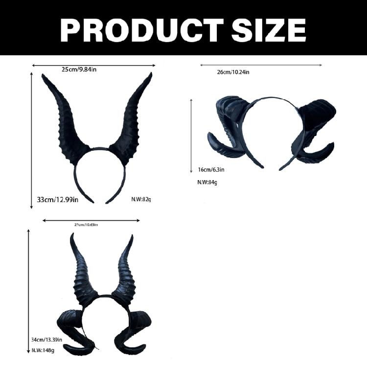 Halloween Cosplay Devil Horns Masquerade Props Soft Comfortable Headband Unisex Headgear for Themed Gatherings