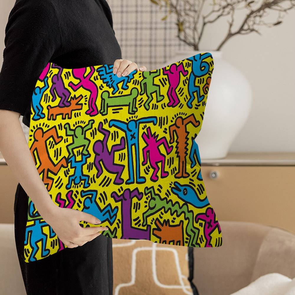 K-Keiths H-Haring Personalized picture text home decorative pillows Household Gifts 45x45cm