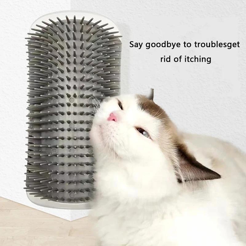 Cat Self Groomer,Soft Cat Wall Corner Scratcher Self Grooming Massage Combs,Pets Brush Remove Hair Comb Grooming Table Removable