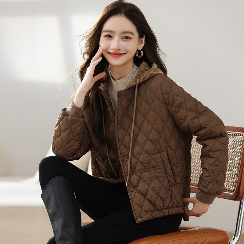 Short Winter Down Coat for Women Hooded Lightweight Puffer Jacket Fashion Casual Cotton Coat